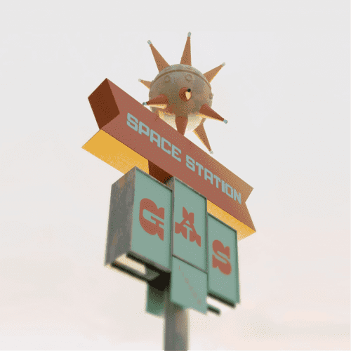Gas station 3D render