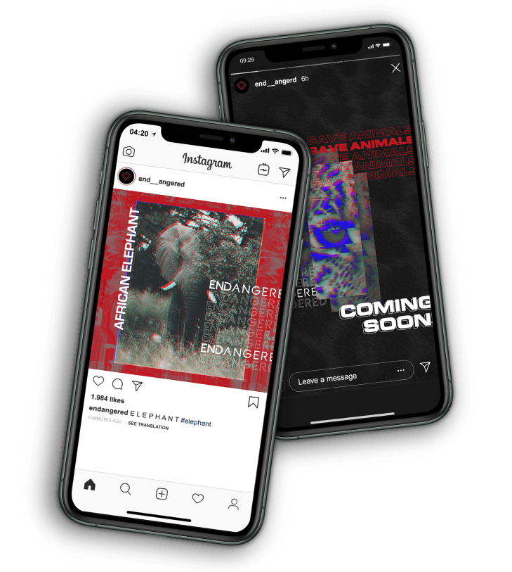 ENDANGERED merkafbeelding met een krachtig ontwerp, geschikt voor visuele branding en promotie.