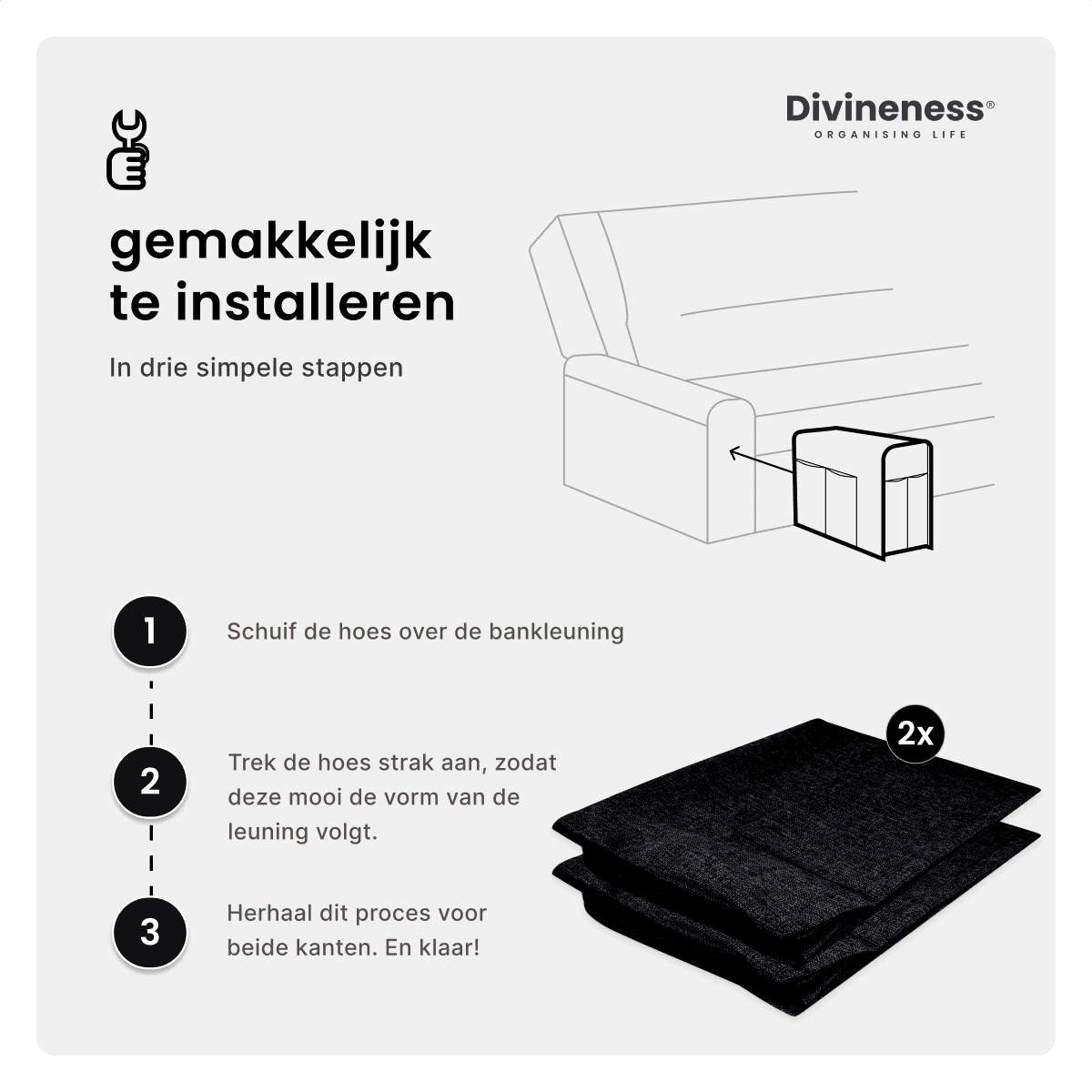 Een afbeelding van zwarte armleuning hoezen, ontworpen voor bescherming en stijl, ideaal voor Bol.com listings.  