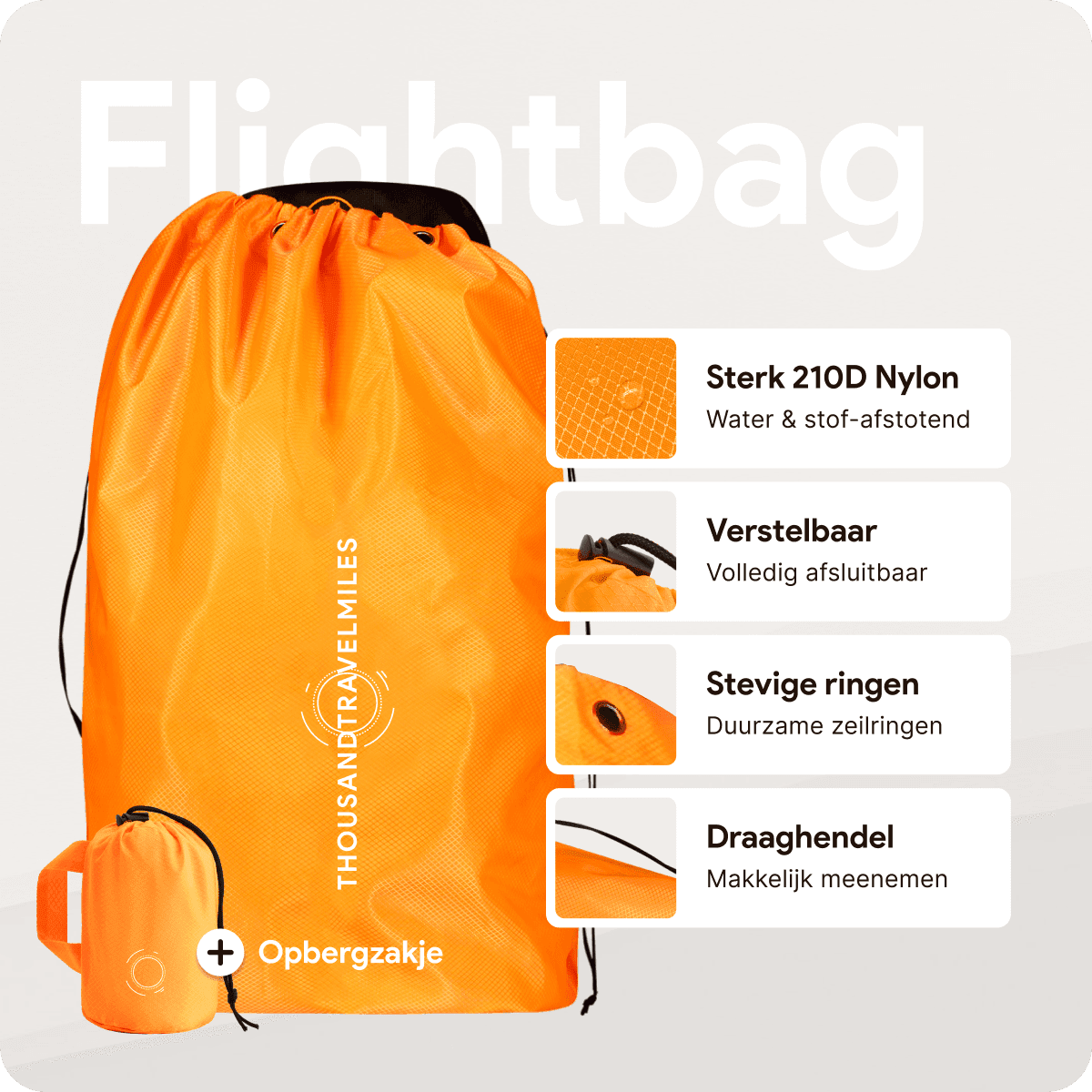 Een stijlvolle en functionele presentatie van de Flightbag, ontworpen voor productvermeldingen op Bol.com.  