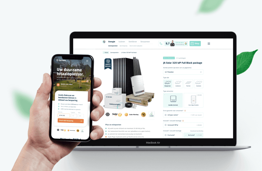 UI/UX ontwerp voor de Serveis webshop, met een modern en strak design.